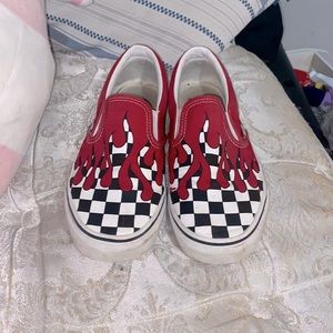 Red fire vans used but still in good condition.